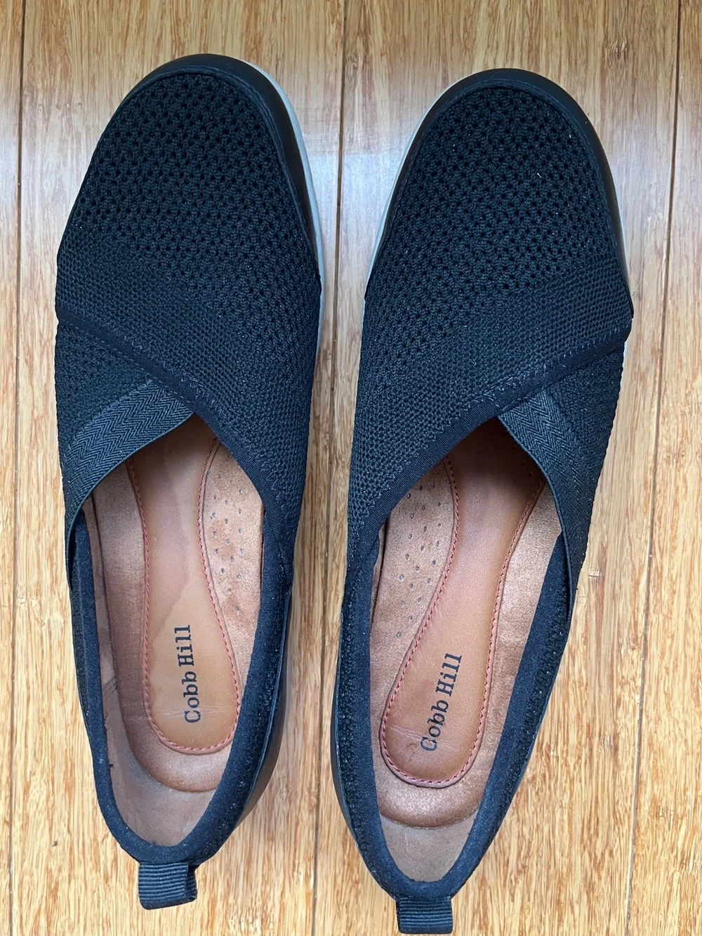 Women’s Cobb Hill Penfield Envelope Slip On Black Shoes Woven Mesh Stretch 8.5 M